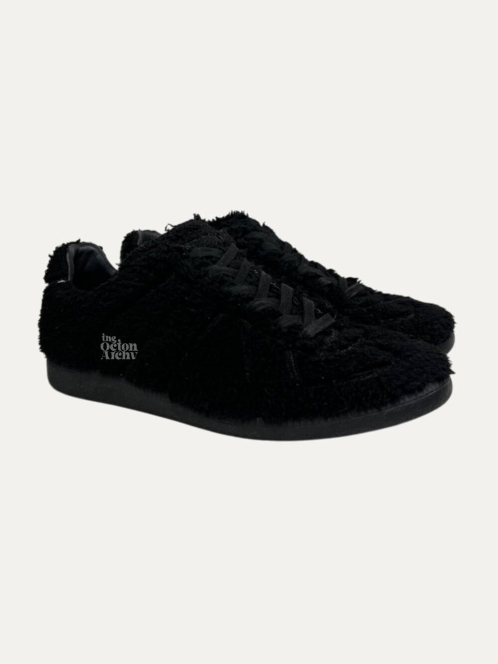 Size 41 Maison Margiela Shearling Replica Gat Low Top Sneaker - Black S37WS0410